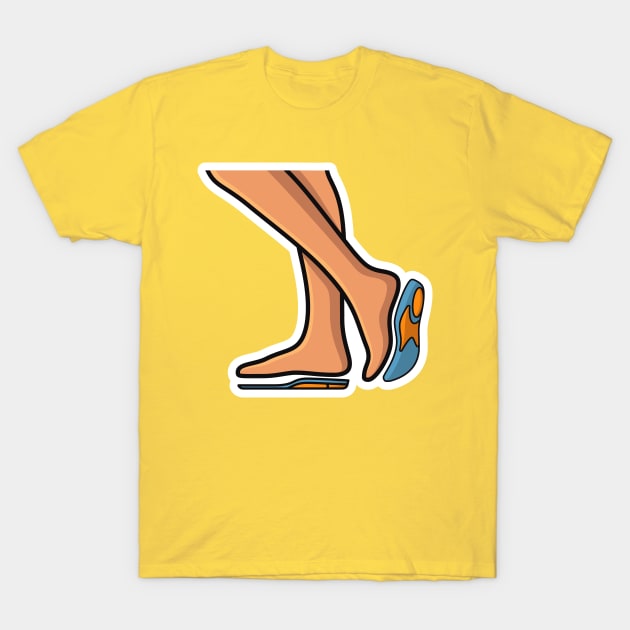 Comfortable Shoes Insoles with Human Foot Sticker vector illustration. Fashion object icon concept. Insoles for a comfortable and healthy walk sticker design logo icons with shadow. T-Shirt by AlviStudio